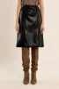 Molly Bracken Faux Leather Midi Skirt Black