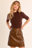 Molly Bracken Short Sleeve Turtle Neck Sweater Chocolate