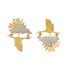 Alex Monroe Sunrise/Sunset Stork in Flight Earrings Silver & Gold Plated