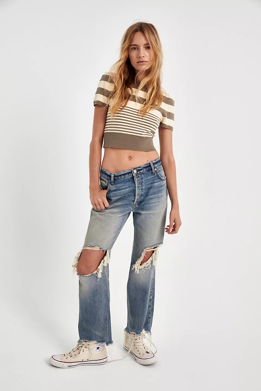 Free People Maggie Mid Rise Jeans Aged To Perfection Starlet