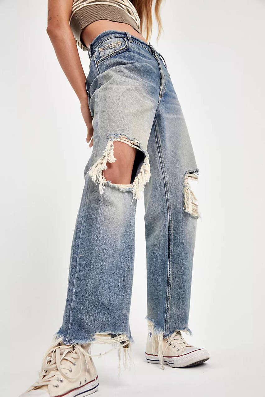 Free People Maggie Mid Rise Jeans Aged To Perfection - Starlet