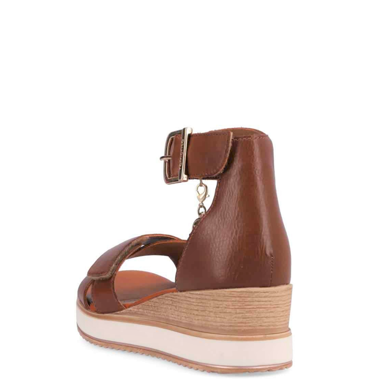 Brown leather shop wedge