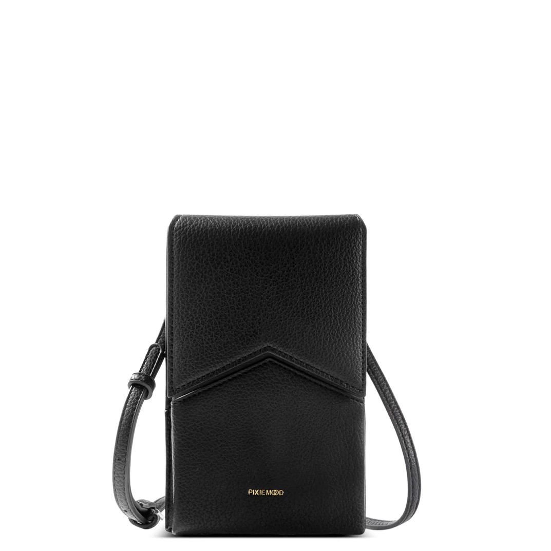 Pixie Mood Karla Phone Crossbody Black Pebbled Starlet