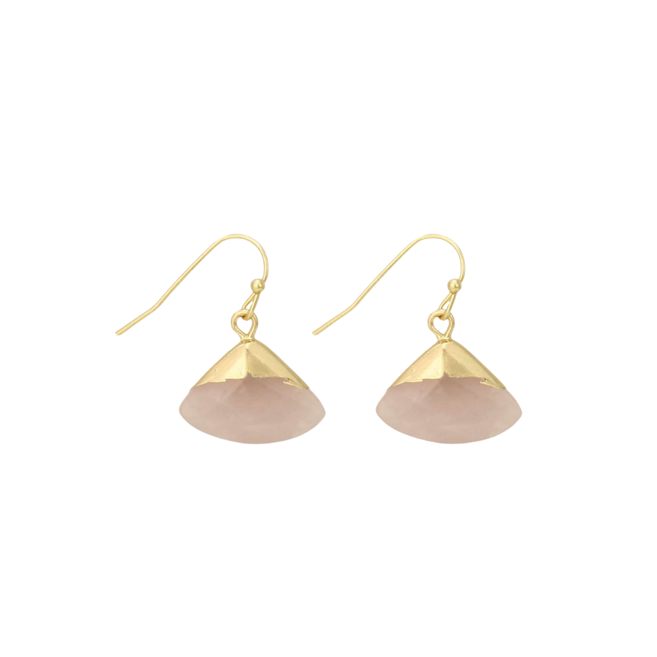 Zad Rose Quartz Dipped Fan Earrings Starlet
