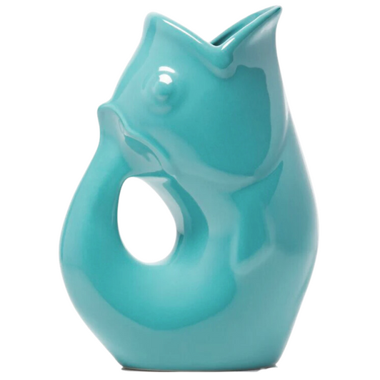 Gurgle Pot Fish Shaped Pitcher Large Aqua