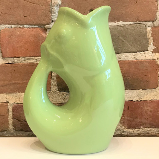 Gurgle Pot Fish Shaped Pitcher Green