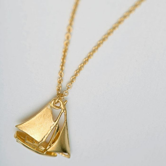 Alex Monroe Gold Plated Sailing Boat Necklace
