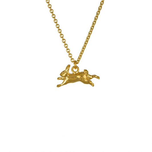 Alex Monroe Gold Plated Small Leaping Rabbit Necklace