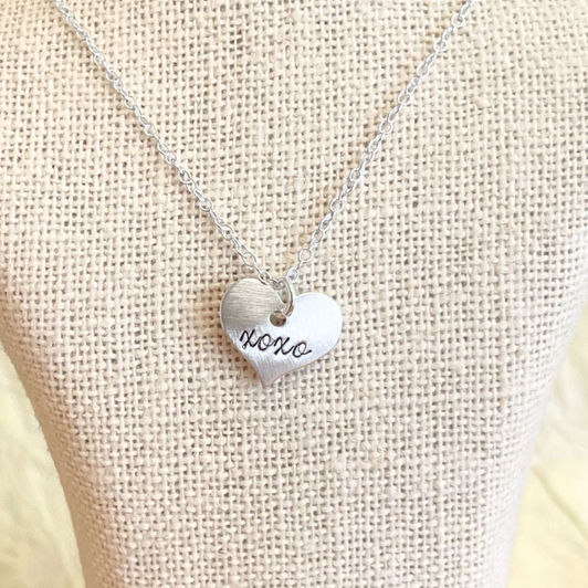 Andrea Waines Scripted Heart Necklace xoxo