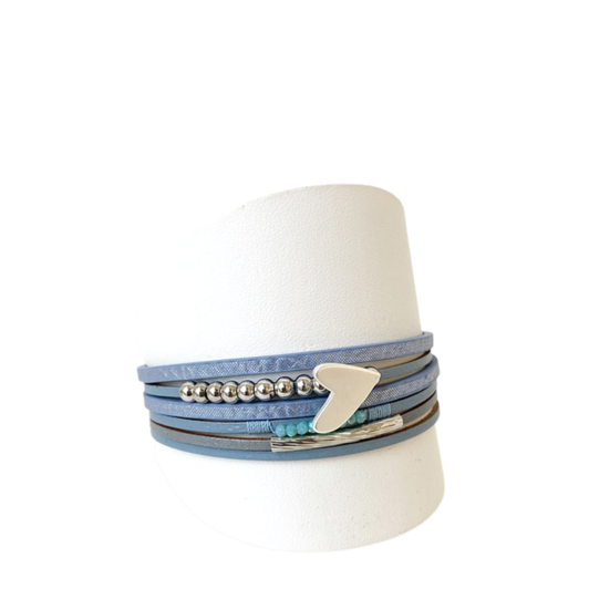 Caracol Blue Multi-Wrap Heart Bracelet