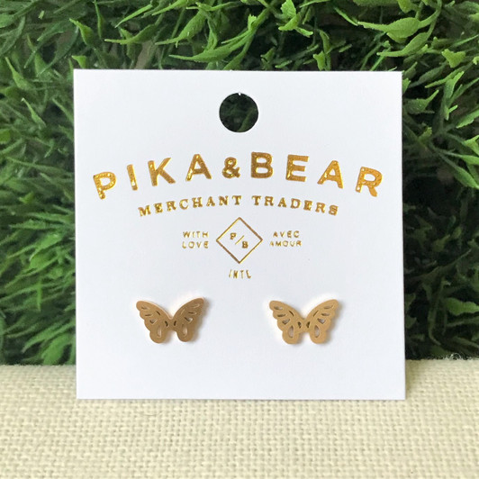 Pika & Bear Levar Butterfly Stud Gold