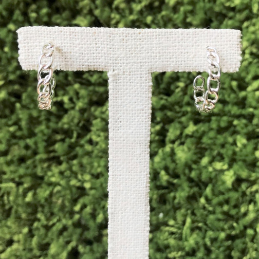 Tashi Silver Chain Link Hoops