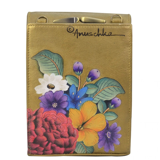 Anuschka Triple Compartment Crossbody Organizer- Dreamy Floral