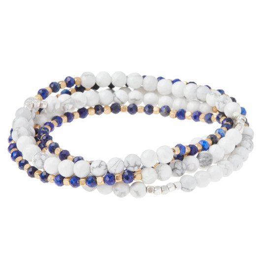 Scout Stone Duo Wrap Bracelet/Necklace/Pin- Howlite & Lapis