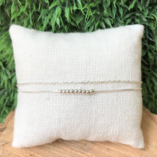 Bamiyan Silver Dainty Ball Box Chain Anklet