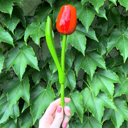 Single Large Wooden Tulip Orange