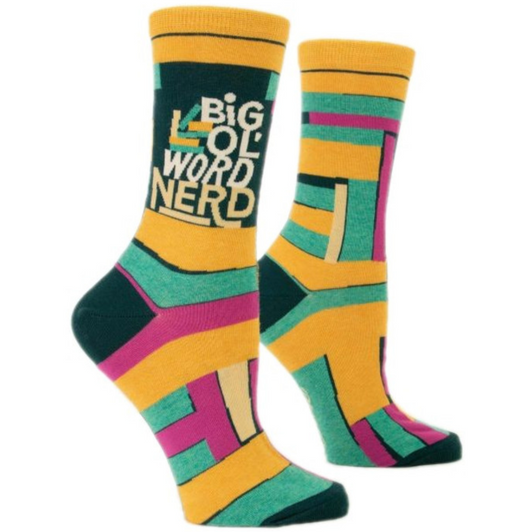 Blue Q Big Ol' Word Nerd Crew Socks