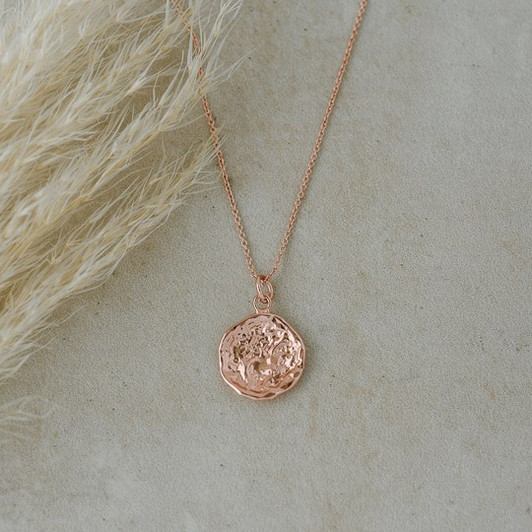 Glee Rose Gold Plated Brea Hammered Pendant Necklace