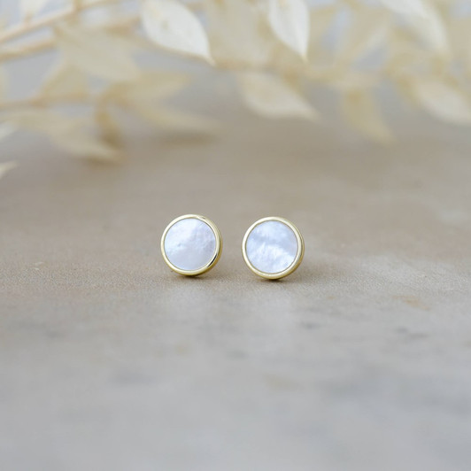 Glee Gold Plated Alluring Mother of Pearl Studs