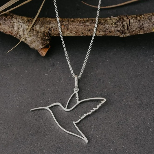 Wild Abandon Silver Plated Flutter Hummingbird Necklace