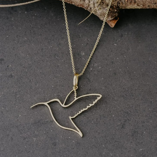 Wild Abandon Gold Plated Flutter Hummingbird Necklace