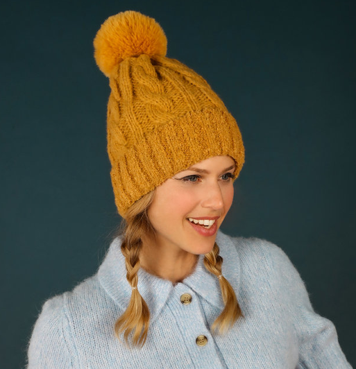 Powder Freya Pompom Hat Mustard