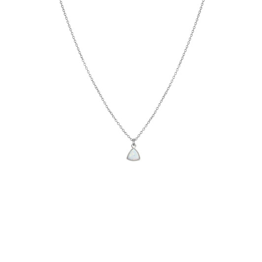 Lost and Faune Stainless Steel Small Opal Triangle Necklace White