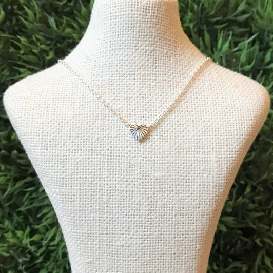 Tashi Silver Tiny Fluted Heart Necklace