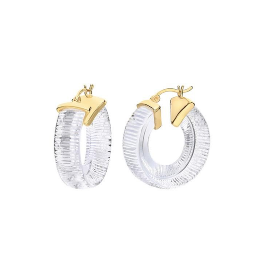 Larus Gold Plated Lucite Wide Textured Hoops