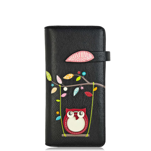  Espe Swing Owl Long Wallet Black