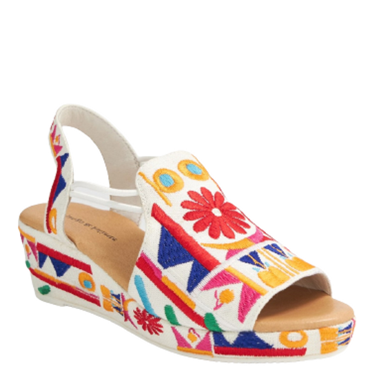 Django & Juliette Sahirah Embroidered Wedges White