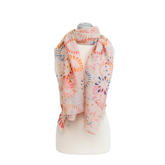 Caracol Beige Geo Print Scarf