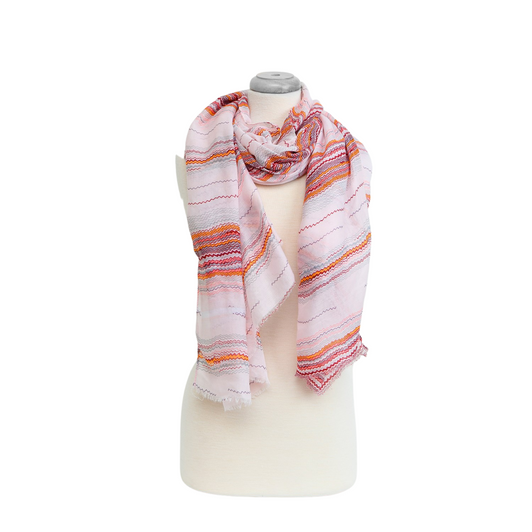 Caracol Pink & Orange Zigzag Print Scarf