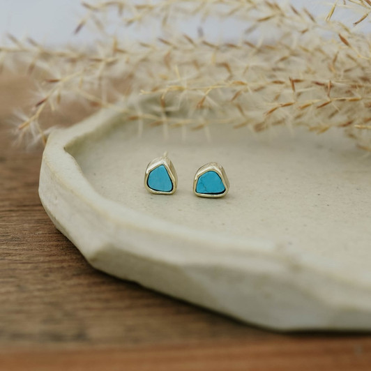 Wild Abandon Gold Plated Fleck Studs Turquoise