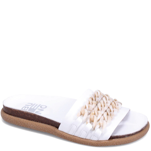 Bueno Emilia Chain Strap Slides White