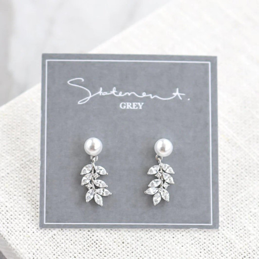 Statement Grey Charmont Earrings Silver