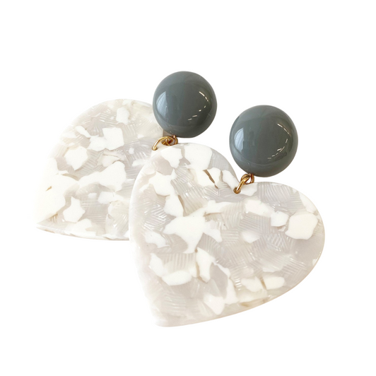 Caracol Large White Heart Earrings