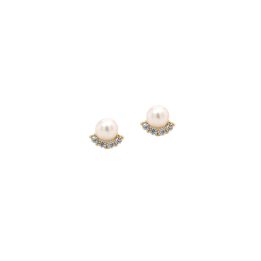 House of Jewellery Gold Plated Sunshine CZ & Pearl Studs