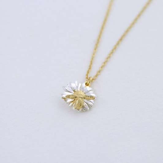 Alex Monroe Gold Plated Daisy Necklace With Teeny Bee