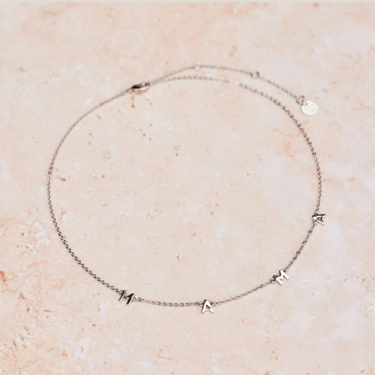 Pura Vida Mama Choker Necklace Silver