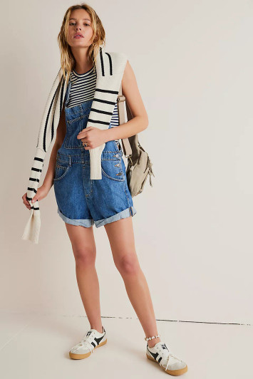 Free People Ziggy Denim Shortalls Sapphire Blue