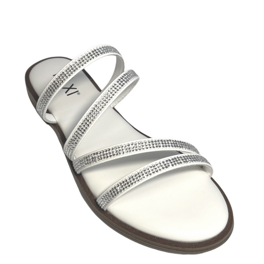 Taxi Cora-01 Sparkly Strappy Sandals White