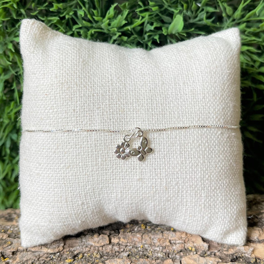 Bamiyan Silver Daisy Box Chain Anklet