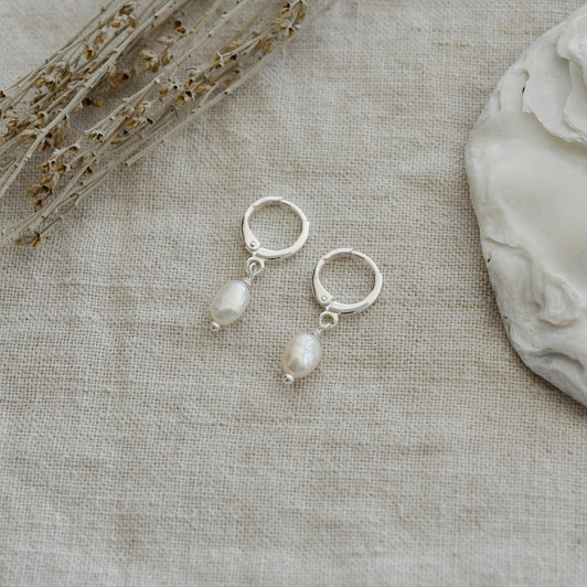 Glee Silver Plated Bitsy Pearl Drop Hoops