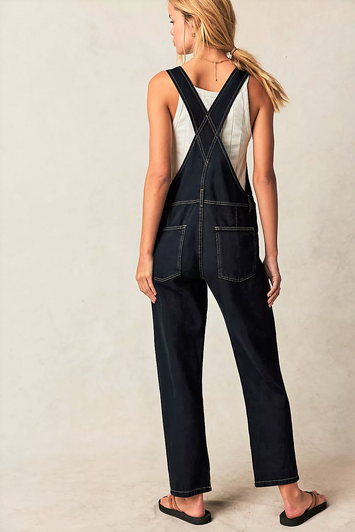 Free People Ziggy Denim Overalls Blue Black