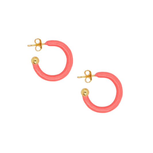 House of Jewellery Gold Vermeil Enamel Hoops Coral