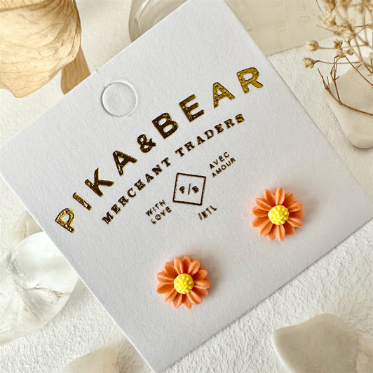 Pika & Bear Bellis Porcelain Daisy Studs Orange