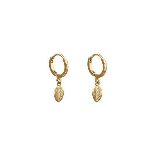 Lost and Faune Gold Plated Leaf Hoops