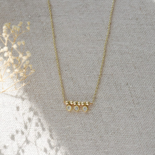 Glee Gold Plated Nia Triple Crystal Necklace