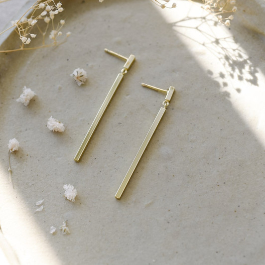 Glee Gold Plated Clementine Long Bar Earrings